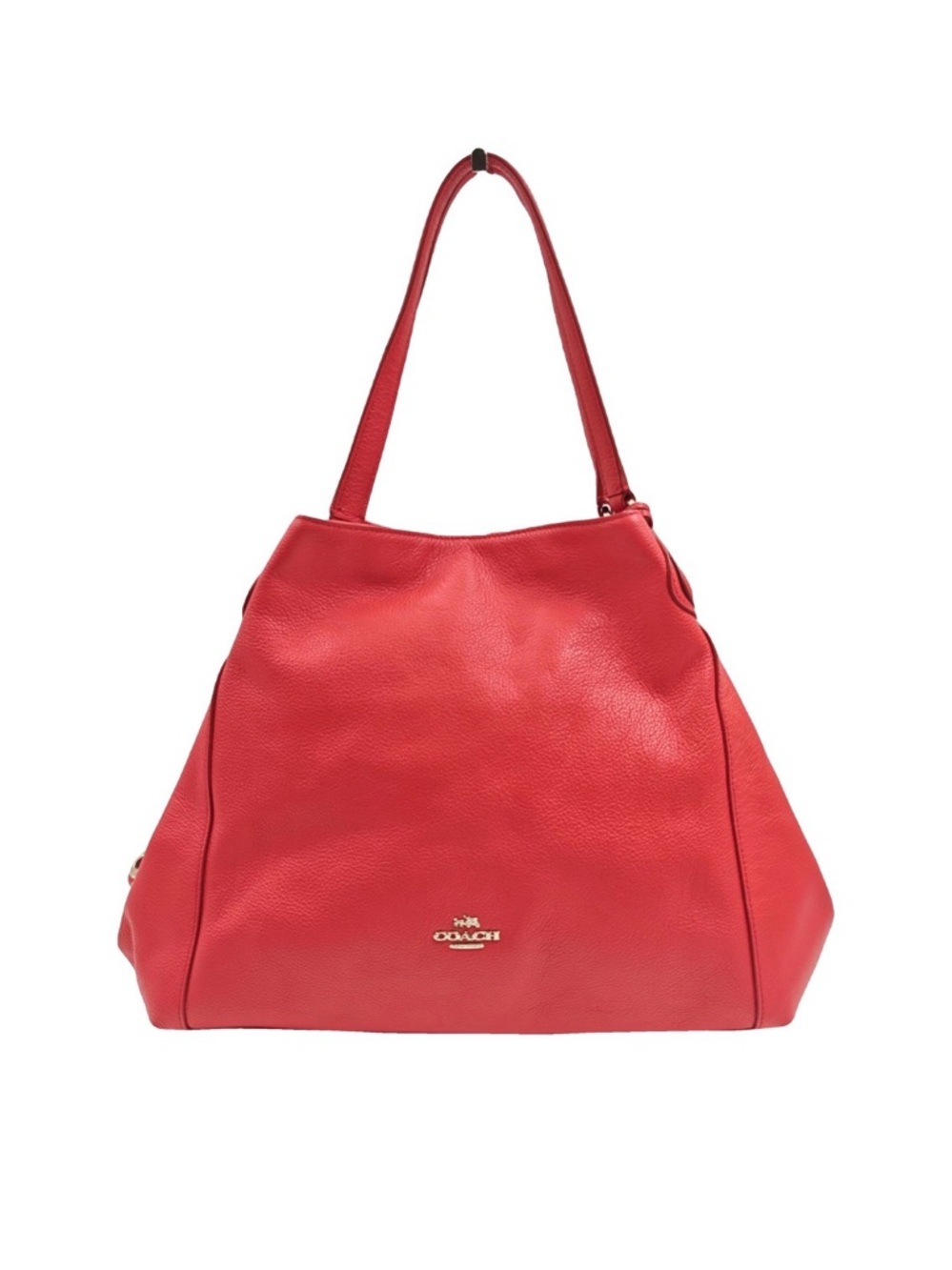 Coach Red Leather Shoulder Bag with Gold Logo